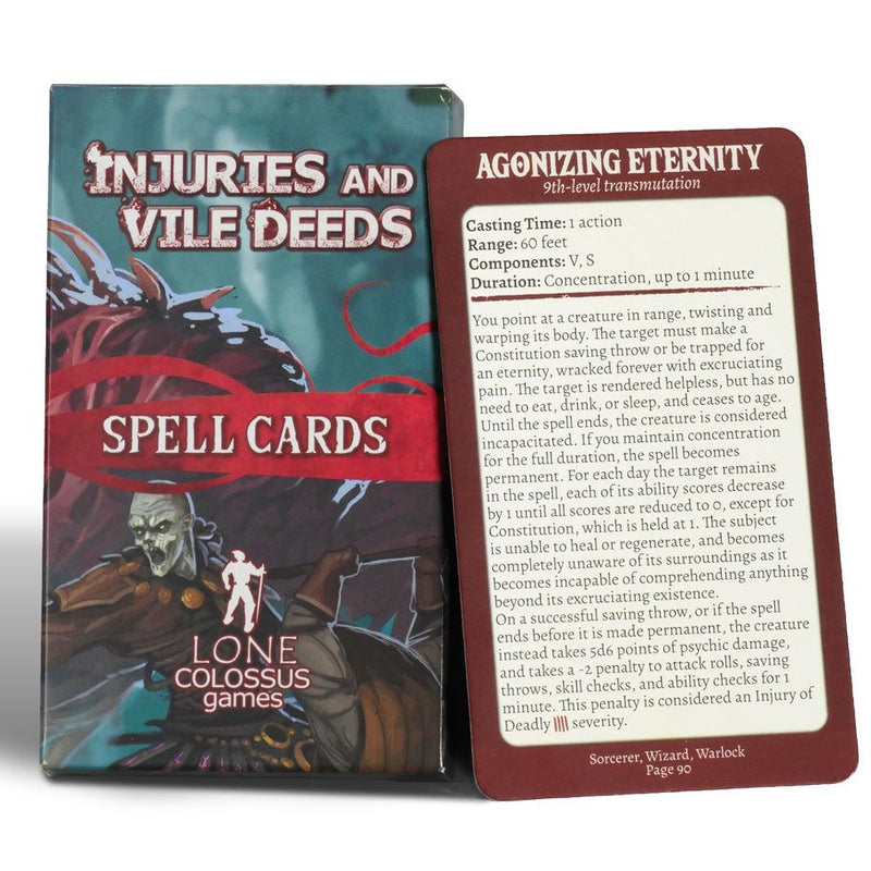 Injuries & Vile Deeds Spell Cards 5e